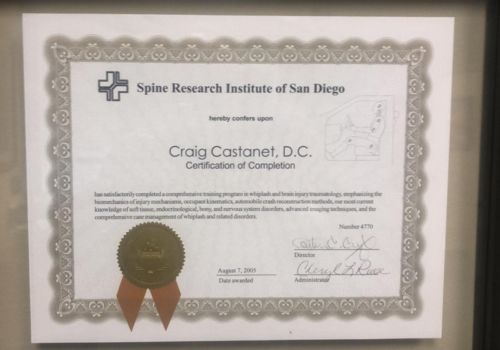 Certificate of Whiplash and Brain Traumatology